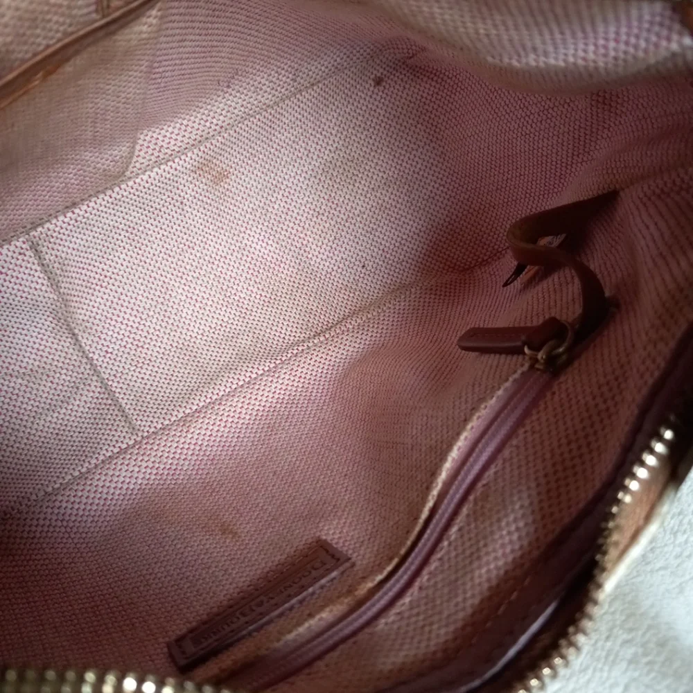 Vintage Dooney And Bourke Handbag Small White and Brown - Picture 9 of 16